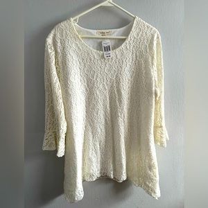 NWT Indigo Soul Cream Stretch Lace Tunic Asymmetrical Top size XL